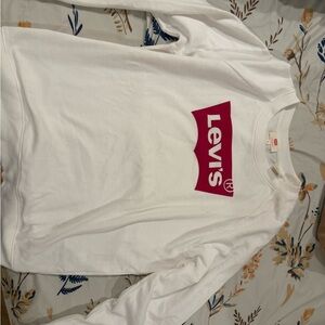 Levi's White Sweatshirt with Pink Logo